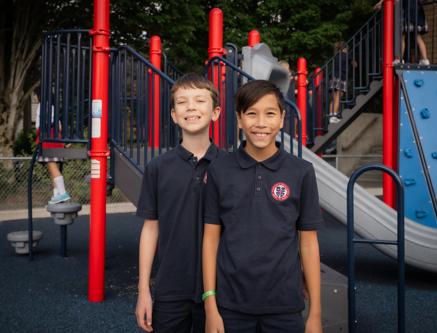 ASB Uniform Unisex Short Sleeve Polo (Navy and Red 5th-8th Grade Only)